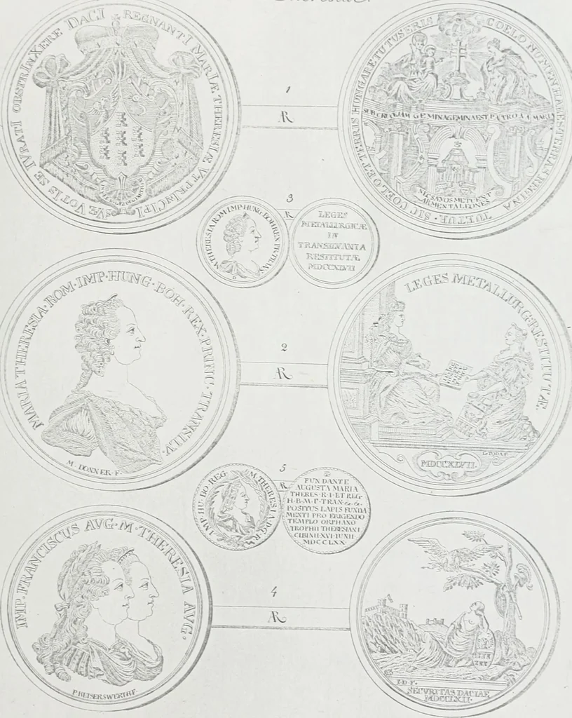 An illustration from Erdély érmei, képatlasszal. A.M. Tudom. Akadémia kiad, 1862, leaf 244
