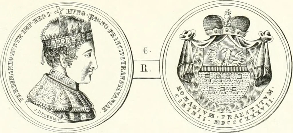 An illustration from Erdély érmei, képatlasszal. A.M. Tudom. Akadémia kiad, 1862, leaf 62