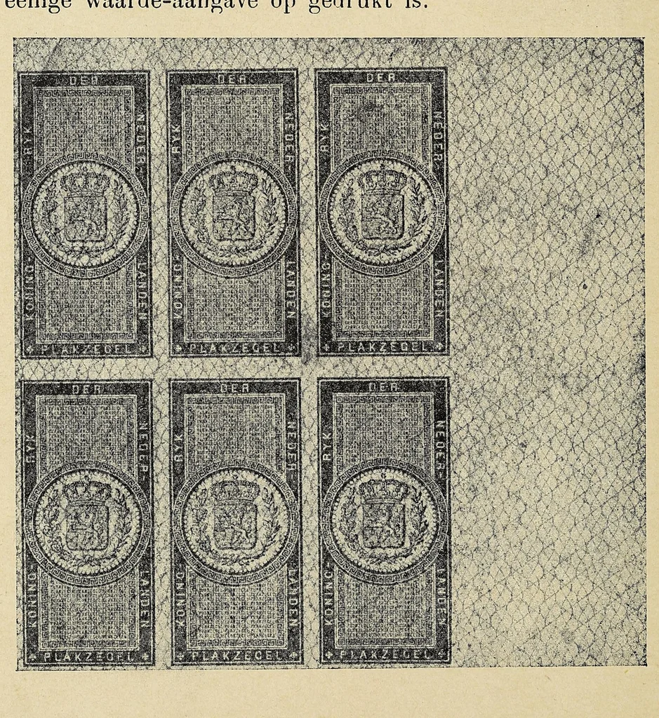 An illustration from Errata en aanvullingen op het handboek over alle postzegels van Nederland en koloniën : waarin tevens is opgenomen een beschrijving der telegraafzegels, alsmede een behandeling der fiskale zegels, 1912, leaf 30
