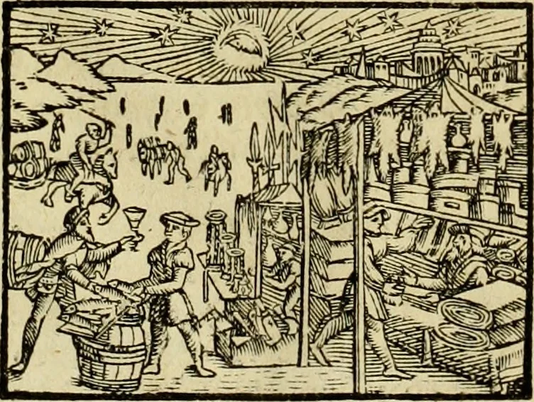 An illustration from Erste Theil der Hoffhaltung des Türckhischen Keysers vnd Othomañischen Reichs Beschreibung : darinn nicht allein der Türcken Empter ... sonder auch aller Türckischen Keysern Namen, Thaten, Krieg vnd Handel, so sie wider die Christen vnd Heyden haben verbracht, biss auff diss M.D.LXXVIII. Jar erstreckt vnd aussgeführet, auff das fleissigst verzeichnet vnd beschrieben : dessgleichen von der Türcken Aberglauben, Religion, Gottesdienst vnd Ceremonien ... : der ander Theil, wahrhaffte Beschreibung aller namhafften Geschichten, Thaten, Handlungen, Krieg ... so sich zwischen den Turcken vnd Christen vom Jar M.D.XX. biss auff das M.D.LXXVIII. Jar ... haben verloffen vnd zugetragen, 1578, leaf 101