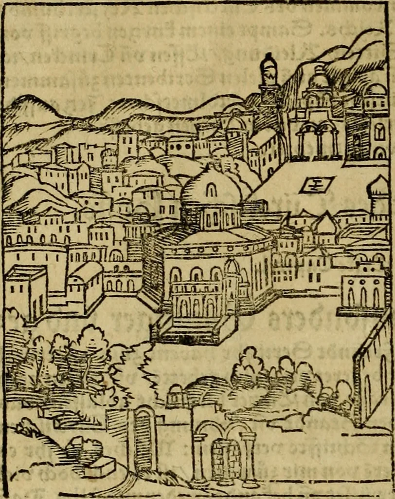 An illustration from Erste Theil der Hoffhaltung des Türckhischen Keysers vnd Othomañischen Reichs Beschreibung : darinn nicht allein der Türcken Empter ... sonder auch aller Türckischen Keysern Namen, Thaten, Krieg vnd Handel, so sie wider die Christen vnd Heyden haben verbracht, biss auff diss M.D.LXXVIII. Jar erstreckt vnd aussgeführet, auff das fleissigst verzeichnet vnd beschrieben : dessgleichen von der Türcken Aberglauben, Religion, Gottesdienst vnd Ceremonien ... : der ander Theil, wahrhaffte Beschreibung aller namhafften Geschichten, Thaten, Handlungen, Krieg ... so sich zwischen den Turcken vnd Christen vom Jar M.D.XX. biss auff das M.D.LXXVIII. Jar ... haben verloffen vnd zugetragen, 1578, leaf 13