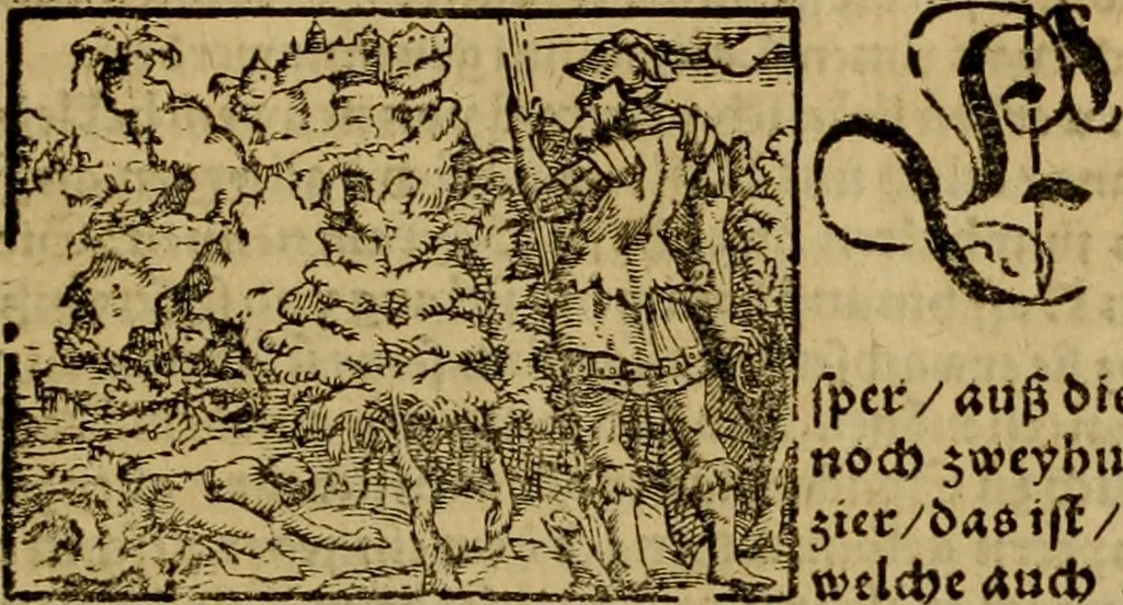 An illustration from Erste Theil der Hoffhaltung des Türckhischen Keysers vnd Othomañischen Reichs Beschreibung : darinn nicht allein der Türcken Empter ... sonder auch aller Türckischen Keysern Namen, Thaten, Krieg vnd Handel, so sie wider die Christen vnd Heyden haben verbracht, biss auff diss M.D.LXXVIII. Jar erstreckt vnd aussgeführet, auff das fleissigst verzeichnet vnd beschrieben : dessgleichen von der Türcken Aberglauben, Religion, Gottesdienst vnd Ceremonien ... : der ander Theil, wahrhaffte Beschreibung aller namhafften Geschichten, Thaten, Handlungen, Krieg ... so sich zwischen den Turcken vnd Christen vom Jar M.D.XX. biss auff das M.D.LXXVIII. Jar ... haben verloffen vnd zugetragen, 1578, leaf 16
