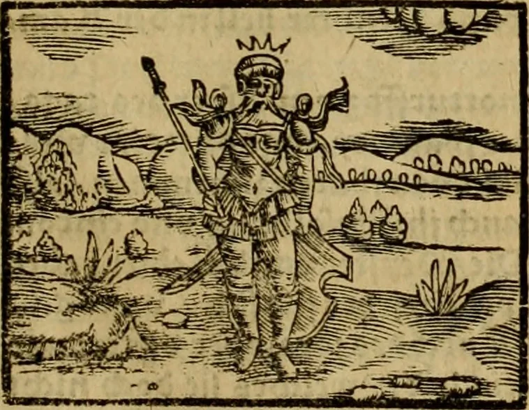 An illustration from Erste Theil der Hoffhaltung des Türckhischen Keysers vnd Othomañischen Reichs Beschreibung : darinn nicht allein der Türcken Empter ... sonder auch aller Türckischen Keysern Namen, Thaten, Krieg vnd Handel, so sie wider die Christen vnd Heyden haben verbracht, biss auff diss M.D.LXXVIII. Jar erstreckt vnd aussgeführet, auff das fleissigst verzeichnet vnd beschrieben : dessgleichen von der Türcken Aberglauben, Religion, Gottesdienst vnd Ceremonien ... : der ander Theil, wahrhaffte Beschreibung aller namhafften Geschichten, Thaten, Handlungen, Krieg ... so sich zwischen den Turcken vnd Christen vom Jar M.D.XX. biss auff das M.D.LXXVIII. Jar ... haben verloffen vnd zugetragen, 1578, leaf 16