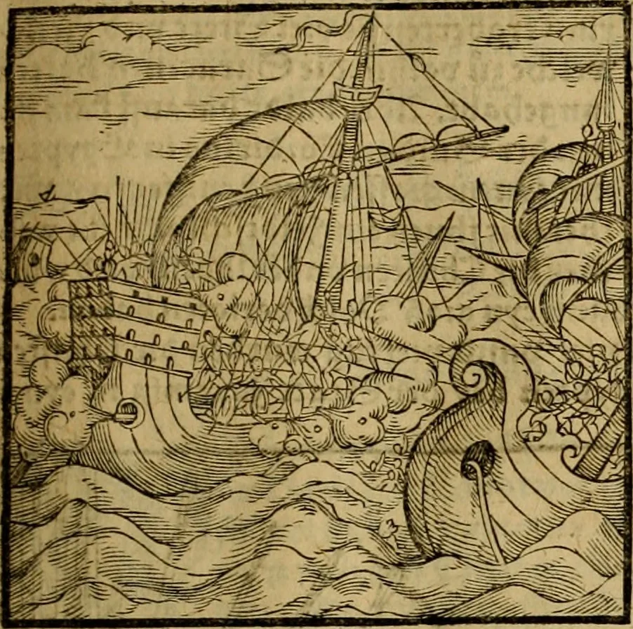 An illustration from Erste Theil der Hoffhaltung des Türckhischen Keysers vnd Othomañischen Reichs Beschreibung : darinn nicht allein der Türcken Empter ... sonder auch aller Türckischen Keysern Namen, Thaten, Krieg vnd Handel, so sie wider die Christen vnd Heyden haben verbracht, biss auff diss M.D.LXXVIII. Jar erstreckt vnd aussgeführet, auff das fleissigst verzeichnet vnd beschrieben : dessgleichen von der Türcken Aberglauben, Religion, Gottesdienst vnd Ceremonien ... : der ander Theil, wahrhaffte Beschreibung aller namhafften Geschichten, Thaten, Handlungen, Krieg ... so sich zwischen den Turcken vnd Christen vom Jar M.D.XX. biss auff das M.D.LXXVIII. Jar ... haben verloffen vnd zugetragen, 1578, leaf 198