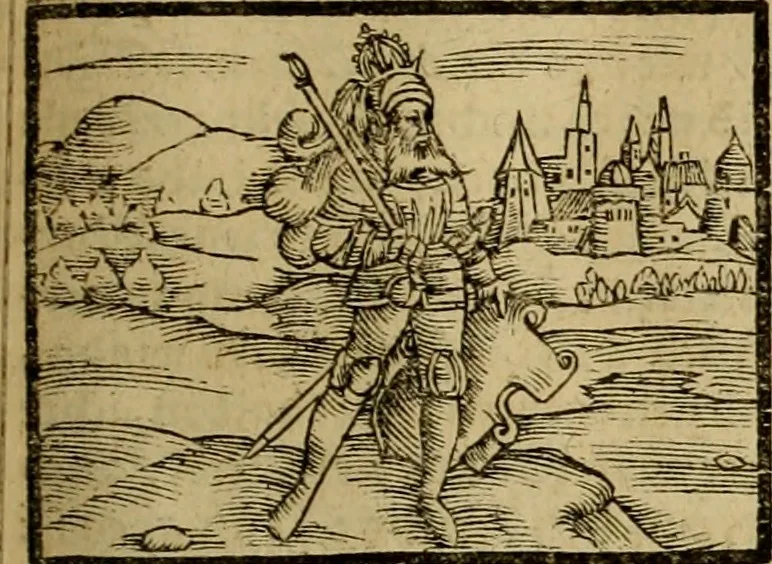 An illustration from Erste Theil der Hoffhaltung des Türckhischen Keysers vnd Othomañischen Reichs Beschreibung : darinn nicht allein der Türcken Empter ... sonder auch aller Türckischen Keysern Namen, Thaten, Krieg vnd Handel, so sie wider die Christen vnd Heyden haben verbracht, biss auff diss M.D.LXXVIII. Jar erstreckt vnd aussgeführet, auff das fleissigst verzeichnet vnd beschrieben : dessgleichen von der Türcken Aberglauben, Religion, Gottesdienst vnd Ceremonien ... : der ander Theil, wahrhaffte Beschreibung aller namhafften Geschichten, Thaten, Handlungen, Krieg ... so sich zwischen den Turcken vnd Christen vom Jar M.D.XX. biss auff das M.D.LXXVIII. Jar ... haben verloffen vnd zugetragen, 1578, leaf 220