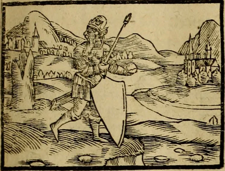 An illustration from Erste Theil der Hoffhaltung des Türckhischen Keysers vnd Othomañischen Reichs Beschreibung : darinn nicht allein der Türcken Empter ... sonder auch aller Türckischen Keysern Namen, Thaten, Krieg vnd Handel, so sie wider die Christen vnd Heyden haben verbracht, biss auff diss M.D.LXXVIII. Jar erstreckt vnd aussgeführet, auff das fleissigst verzeichnet vnd beschrieben : dessgleichen von der Türcken Aberglauben, Religion, Gottesdienst vnd Ceremonien ... : der ander Theil, wahrhaffte Beschreibung aller namhafften Geschichten, Thaten, Handlungen, Krieg ... so sich zwischen den Turcken vnd Christen vom Jar M.D.XX. biss auff das M.D.LXXVIII. Jar ... haben verloffen vnd zugetragen, 1578, leaf 222