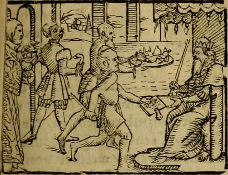 An illustration from Erste Theil der Hoffhaltung des Türckhischen Keysers vnd Othomañischen Reichs Beschreibung : darinn nicht allein der Türcken Empter ... sonder auch aller Türckischen Keysern Namen, Thaten, Krieg vnd Handel, so sie wider die Christen vnd Heyden haben verbracht, biss auff diss M.D.LXXVIII. Jar erstreckt vnd aussgeführet, auff das fleissigst verzeichnet vnd beschrieben : dessgleichen von der Türcken Aberglauben, Religion, Gottesdienst vnd Ceremonien ... : der ander Theil, wahrhaffte Beschreibung aller namhafften Geschichten, Thaten, Handlungen, Krieg ... so sich zwischen den Turcken vnd Christen vom Jar M.D.XX. biss auff das M.D.LXXVIII. Jar ... haben verloffen vnd zugetragen, 1578, leaf 236
