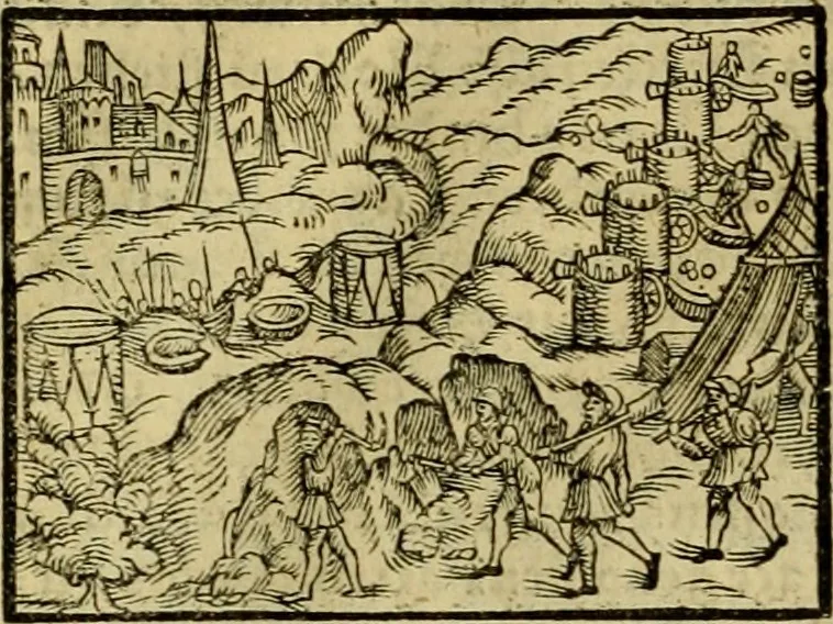 An illustration from Erste Theil der Hoffhaltung des Türckhischen Keysers vnd Othomañischen Reichs Beschreibung : darinn nicht allein der Türcken Empter ... sonder auch aller Türckischen Keysern Namen, Thaten, Krieg vnd Handel, so sie wider die Christen vnd Heyden haben verbracht, biss auff diss M.D.LXXVIII. Jar erstreckt vnd aussgeführet, auff das fleissigst verzeichnet vnd beschrieben : dessgleichen von der Türcken Aberglauben, Religion, Gottesdienst vnd Ceremonien ... : der ander Theil, wahrhaffte Beschreibung aller namhafften Geschichten, Thaten, Handlungen, Krieg ... so sich zwischen den Turcken vnd Christen vom Jar M.D.XX. biss auff das M.D.LXXVIII. Jar ... haben verloffen vnd zugetragen, 1578, leaf 251