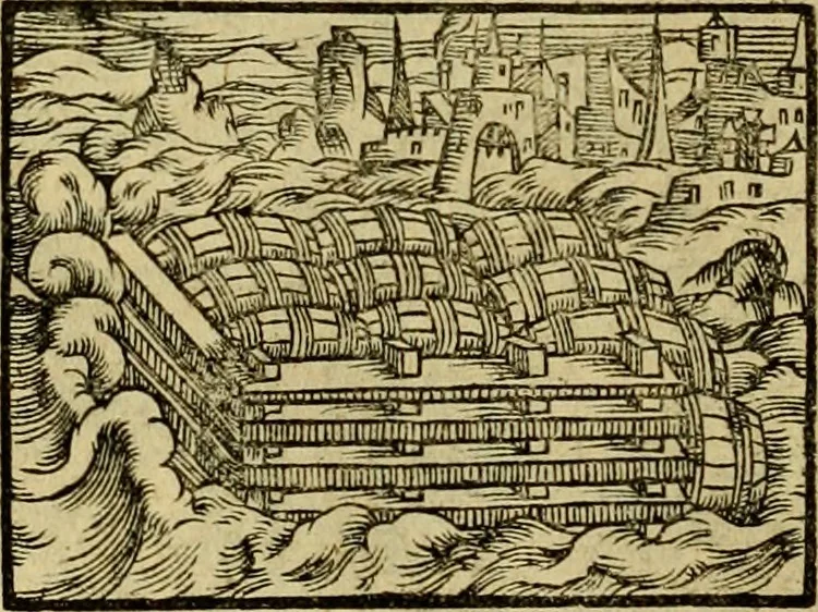 An illustration from Erste Theil der Hoffhaltung des Türckhischen Keysers vnd Othomañischen Reichs Beschreibung : darinn nicht allein der Türcken Empter ... sonder auch aller Türckischen Keysern Namen, Thaten, Krieg vnd Handel, so sie wider die Christen vnd Heyden haben verbracht, biss auff diss M.D.LXXVIII. Jar erstreckt vnd aussgeführet, auff das fleissigst verzeichnet vnd beschrieben : dessgleichen von der Türcken Aberglauben, Religion, Gottesdienst vnd Ceremonien ... : der ander Theil, wahrhaffte Beschreibung aller namhafften Geschichten, Thaten, Handlungen, Krieg ... so sich zwischen den Turcken vnd Christen vom Jar M.D.XX. biss auff das M.D.LXXVIII. Jar ... haben verloffen vnd zugetragen, 1578, leaf 255
