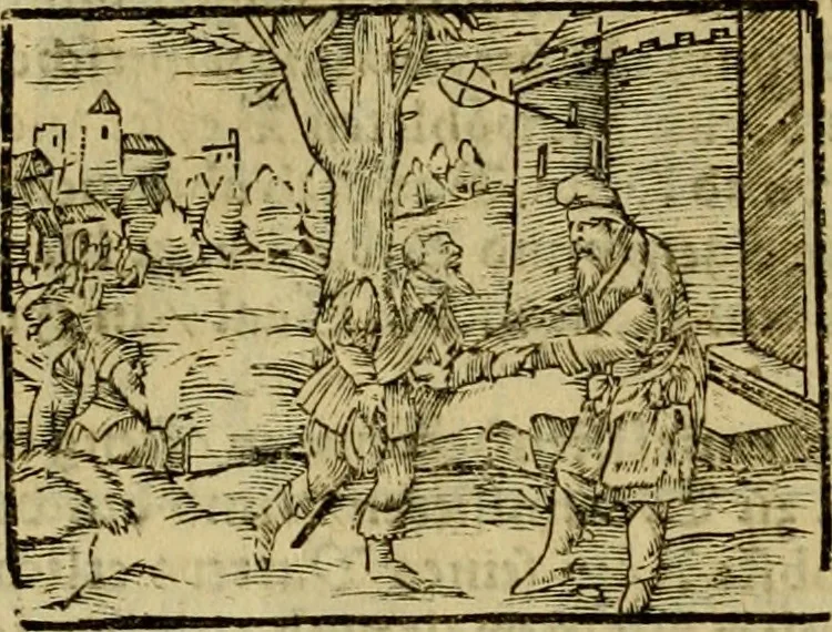 An illustration from Erste Theil der Hoffhaltung des Türckhischen Keysers vnd Othomañischen Reichs Beschreibung : darinn nicht allein der Türcken Empter ... sonder auch aller Türckischen Keysern Namen, Thaten, Krieg vnd Handel, so sie wider die Christen vnd Heyden haben verbracht, biss auff diss M.D.LXXVIII. Jar erstreckt vnd aussgeführet, auff das fleissigst verzeichnet vnd beschrieben : dessgleichen von der Türcken Aberglauben, Religion, Gottesdienst vnd Ceremonien ... : der ander Theil, wahrhaffte Beschreibung aller namhafften Geschichten, Thaten, Handlungen, Krieg ... so sich zwischen den Turcken vnd Christen vom Jar M.D.XX. biss auff das M.D.LXXVIII. Jar ... haben verloffen vnd zugetragen, 1578, leaf 267