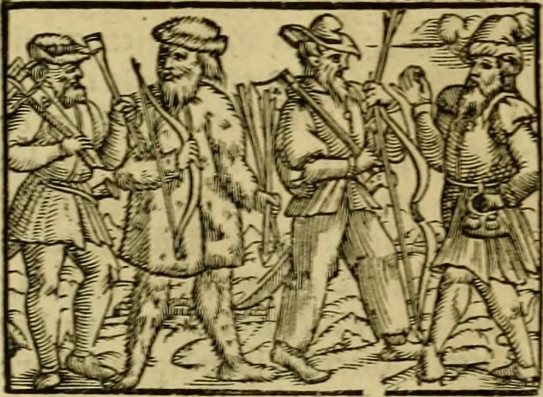 An illustration from Erste Theil der Hoffhaltung des Türckhischen Keysers vnd Othomañischen Reichs Beschreibung : darinn nicht allein der Türcken Empter ... sonder auch aller Türckischen Keysern Namen, Thaten, Krieg vnd Handel, so sie wider die Christen vnd Heyden haben verbracht, biss auff diss M.D.LXXVIII. Jar erstreckt vnd aussgeführet, auff das fleissigst verzeichnet vnd beschrieben : dessgleichen von der Türcken Aberglauben, Religion, Gottesdienst vnd Ceremonien ... : der ander Theil, wahrhaffte Beschreibung aller namhafften Geschichten, Thaten, Handlungen, Krieg ... so sich zwischen den Turcken vnd Christen vom Jar M.D.XX. biss auff das M.D.LXXVIII. Jar ... haben verloffen vnd zugetragen, 1578, leaf 285