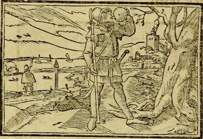 An illustration from Erste Theil der Hoffhaltung des Türckhischen Keysers vnd Othomañischen Reichs Beschreibung : darinn nicht allein der Türcken Empter ... sonder auch aller Türckischen Keysern Namen, Thaten, Krieg vnd Handel, so sie wider die Christen vnd Heyden haben verbracht, biss auff diss M.D.LXXVIII. Jar erstreckt vnd aussgeführet, auff das fleissigst verzeichnet vnd beschrieben : dessgleichen von der Türcken Aberglauben, Religion, Gottesdienst vnd Ceremonien ... : der ander Theil, wahrhaffte Beschreibung aller namhafften Geschichten, Thaten, Handlungen, Krieg ... so sich zwischen den Turcken vnd Christen vom Jar M.D.XX. biss auff das M.D.LXXVIII. Jar ... haben verloffen vnd zugetragen, 1578, leaf 33
