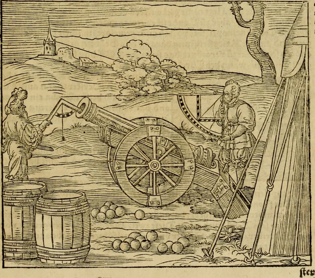 An illustration from Erste Theil der Hoffhaltung des Türckhischen Keysers vnd Othomañischen Reichs Beschreibung : darinn nicht allein der Türcken Empter ... sonder auch aller Türckischen Keysern Namen, Thaten, Krieg vnd Handel, so sie wider die Christen vnd Heyden haben verbracht, biss auff diss M.D.LXXVIII. Jar erstreckt vnd aussgeführet, auff das fleissigst verzeichnet vnd beschrieben : dessgleichen von der Türcken Aberglauben, Religion, Gottesdienst vnd Ceremonien ... : der ander Theil, wahrhaffte Beschreibung aller namhafften Geschichten, Thaten, Handlungen, Krieg ... so sich zwischen den Turcken vnd Christen vom Jar M.D.XX. biss auff das M.D.LXXVIII. Jar ... haben verloffen vnd zugetragen, 1578, leaf 34