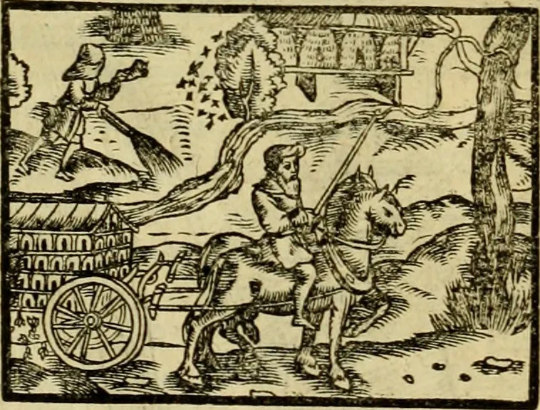An illustration from Erste Theil der Hoffhaltung des Türckhischen Keysers vnd Othomañischen Reichs Beschreibung : darinn nicht allein der Türcken Empter ... sonder auch aller Türckischen Keysern Namen, Thaten, Krieg vnd Handel, so sie wider die Christen vnd Heyden haben verbracht, biss auff diss M.D.LXXVIII. Jar erstreckt vnd aussgeführet, auff das fleissigst verzeichnet vnd beschrieben : dessgleichen von der Türcken Aberglauben, Religion, Gottesdienst vnd Ceremonien ... : der ander Theil, wahrhaffte Beschreibung aller namhafften Geschichten, Thaten, Handlungen, Krieg ... so sich zwischen den Turcken vnd Christen vom Jar M.D.XX. biss auff das M.D.LXXVIII. Jar ... haben verloffen vnd zugetragen, 1578, leaf 35