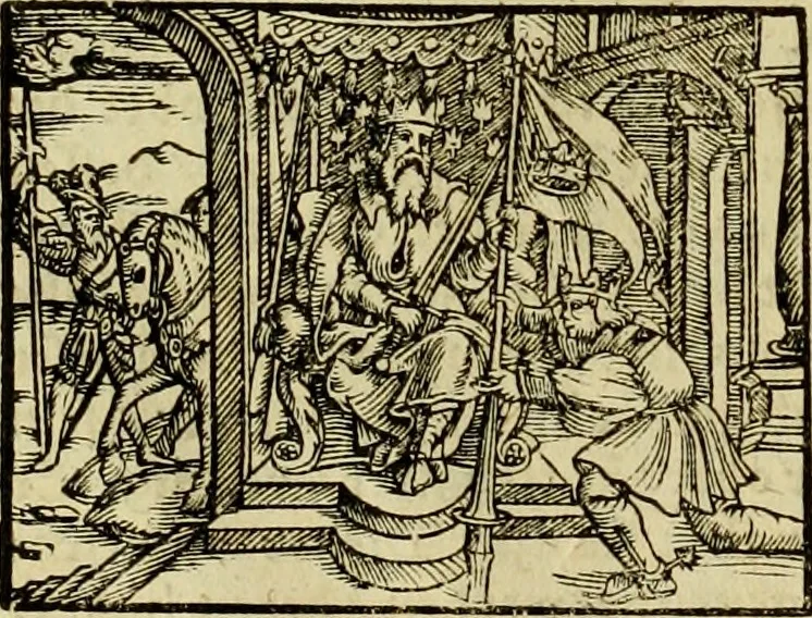 An illustration from Erste Theil der Hoffhaltung des Türckhischen Keysers vnd Othomañischen Reichs Beschreibung : darinn nicht allein der Türcken Empter ... sonder auch aller Türckischen Keysern Namen, Thaten, Krieg vnd Handel, so sie wider die Christen vnd Heyden haben verbracht, biss auff diss M.D.LXXVIII. Jar erstreckt vnd aussgeführet, auff das fleissigst verzeichnet vnd beschrieben : dessgleichen von der Türcken Aberglauben, Religion, Gottesdienst vnd Ceremonien ... : der ander Theil, wahrhaffte Beschreibung aller namhafften Geschichten, Thaten, Handlungen, Krieg ... so sich zwischen den Turcken vnd Christen vom Jar M.D.XX. biss auff das M.D.LXXVIII. Jar ... haben verloffen vnd zugetragen, 1578, leaf 37