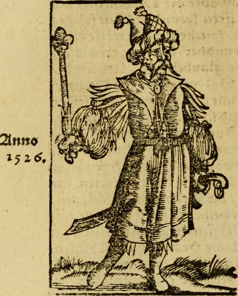 An illustration from Erste Theil der Hoffhaltung des Türckhischen Keysers vnd Othomañischen Reichs Beschreibung : darinn nicht allein der Türcken Empter ... sonder auch aller Türckischen Keysern Namen, Thaten, Krieg vnd Handel, so sie wider die Christen vnd Heyden haben verbracht, biss auff diss M.D.LXXVIII. Jar erstreckt vnd aussgeführet, auff das fleissigst verzeichnet vnd beschrieben : dessgleichen von der Türcken Aberglauben, Religion, Gottesdienst vnd Ceremonien ... : der ander Theil, wahrhaffte Beschreibung aller namhafften Geschichten, Thaten, Handlungen, Krieg ... so sich zwischen den Turcken vnd Christen vom Jar M.D.XX. biss auff das M.D.LXXVIII. Jar ... haben verloffen vnd zugetragen, 1578, leaf 371