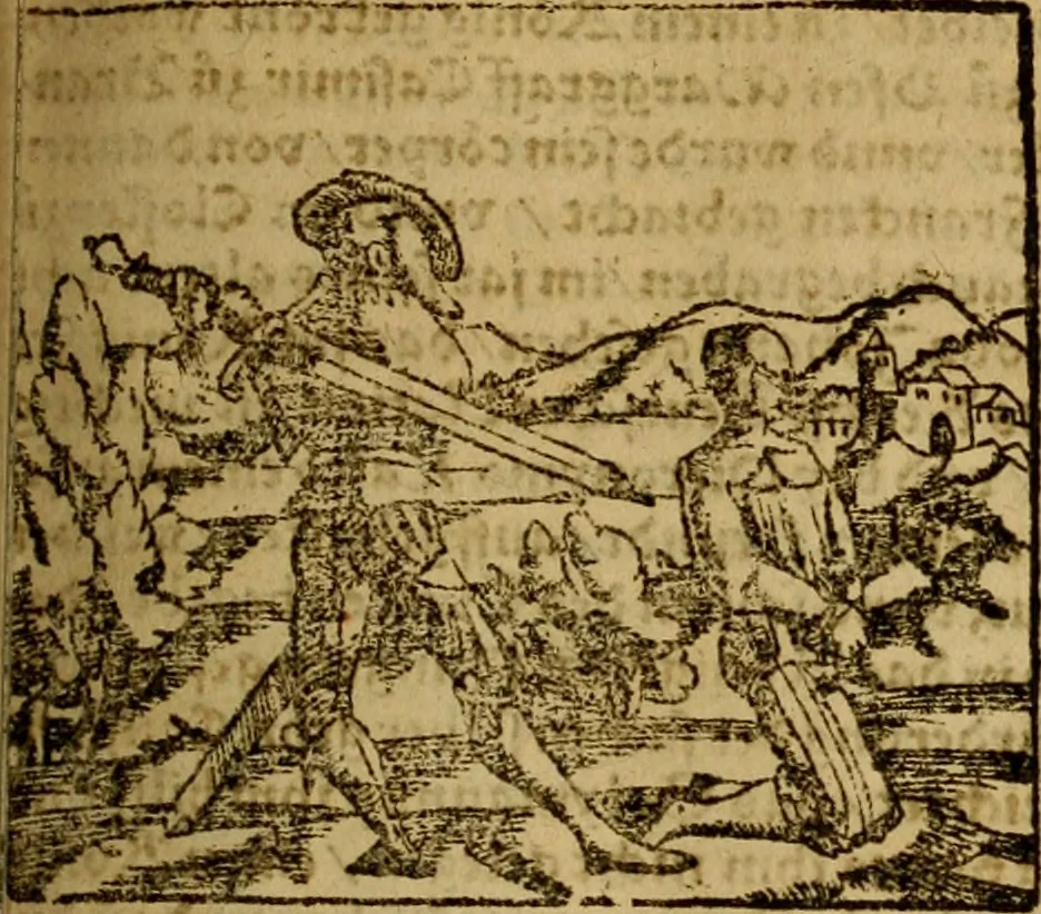 An illustration from Erste Theil der Hoffhaltung des Türckhischen Keysers vnd Othomañischen Reichs Beschreibung : darinn nicht allein der Türcken Empter ... sonder auch aller Türckischen Keysern Namen, Thaten, Krieg vnd Handel, so sie wider die Christen vnd Heyden haben verbracht, biss auff diss M.D.LXXVIII. Jar erstreckt vnd aussgeführet, auff das fleissigst verzeichnet vnd beschrieben : dessgleichen von der Türcken Aberglauben, Religion, Gottesdienst vnd Ceremonien ... : der ander Theil, wahrhaffte Beschreibung aller namhafften Geschichten, Thaten, Handlungen, Krieg ... so sich zwischen den Turcken vnd Christen vom Jar M.D.XX. biss auff das M.D.LXXVIII. Jar ... haben verloffen vnd zugetragen, 1578, leaf 374
