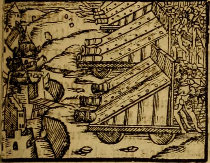 An illustration from Erste Theil der Hoffhaltung des Türckhischen Keysers vnd Othomañischen Reichs Beschreibung : darinn nicht allein der Türcken Empter ... sonder auch aller Türckischen Keysern Namen, Thaten, Krieg vnd Handel, so sie wider die Christen vnd Heyden haben verbracht, biss auff diss M.D.LXXVIII. Jar erstreckt vnd aussgeführet, auff das fleissigst verzeichnet vnd beschrieben : dessgleichen von der Türcken Aberglauben, Religion, Gottesdienst vnd Ceremonien ... : der ander Theil, wahrhaffte Beschreibung aller namhafften Geschichten, Thaten, Handlungen, Krieg ... so sich zwischen den Turcken vnd Christen vom Jar M.D.XX. biss auff das M.D.LXXVIII. Jar ... haben verloffen vnd zugetragen, 1578, leaf 378