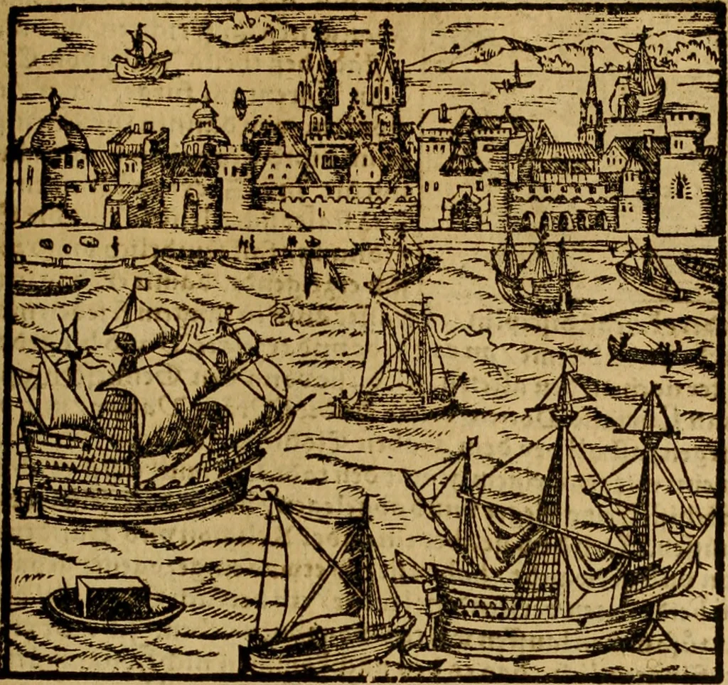 An illustration from Erste Theil der Hoffhaltung des Türckhischen Keysers vnd Othomañischen Reichs Beschreibung : darinn nicht allein der Türcken Empter ... sonder auch aller Türckischen Keysern Namen, Thaten, Krieg vnd Handel, so sie wider die Christen vnd Heyden haben verbracht, biss auff diss M.D.LXXVIII. Jar erstreckt vnd aussgeführet, auff das fleissigst verzeichnet vnd beschrieben : dessgleichen von der Türcken Aberglauben, Religion, Gottesdienst vnd Ceremonien ... : der ander Theil, wahrhaffte Beschreibung aller namhafften Geschichten, Thaten, Handlungen, Krieg ... so sich zwischen den Turcken vnd Christen vom Jar M.D.XX. biss auff das M.D.LXXVIII. Jar ... haben verloffen vnd zugetragen, 1578, leaf 404