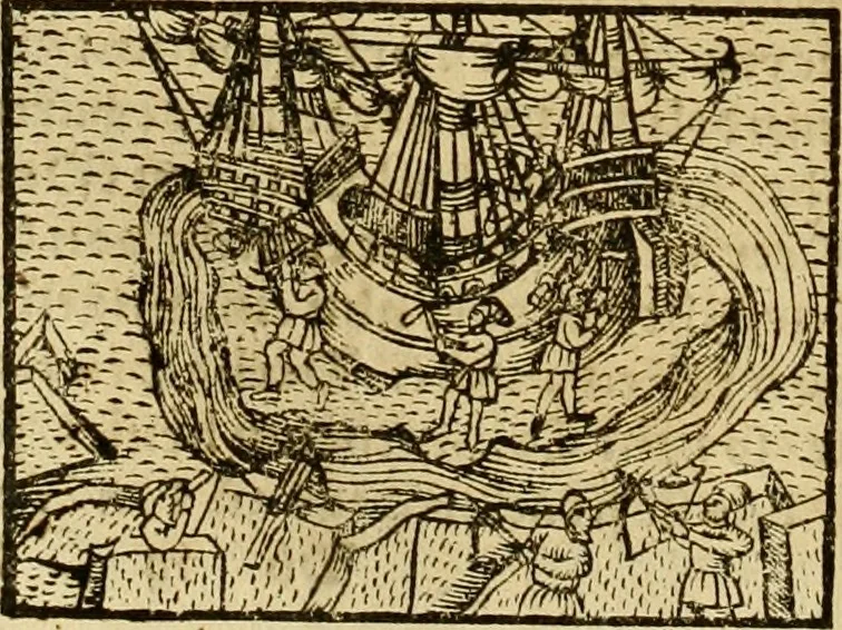 An illustration from Erste Theil der Hoffhaltung des Türckhischen Keysers vnd Othomañischen Reichs Beschreibung : darinn nicht allein der Türcken Empter ... sonder auch aller Türckischen Keysern Namen, Thaten, Krieg vnd Handel, so sie wider die Christen vnd Heyden haben verbracht, biss auff diss M.D.LXXVIII. Jar erstreckt vnd aussgeführet, auff das fleissigst verzeichnet vnd beschrieben : dessgleichen von der Türcken Aberglauben, Religion, Gottesdienst vnd Ceremonien ... : der ander Theil, wahrhaffte Beschreibung aller namhafften Geschichten, Thaten, Handlungen, Krieg ... so sich zwischen den Turcken vnd Christen vom Jar M.D.XX. biss auff das M.D.LXXVIII. Jar ... haben verloffen vnd zugetragen, 1578, leaf 405