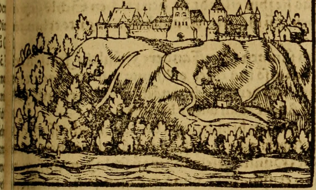 An illustration from Erste Theil der Hoffhaltung des Türckhischen Keysers vnd Othomañischen Reichs Beschreibung : darinn nicht allein der Türcken Empter ... sonder auch aller Türckischen Keysern Namen, Thaten, Krieg vnd Handel, so sie wider die Christen vnd Heyden haben verbracht, biss auff diss M.D.LXXVIII. Jar erstreckt vnd aussgeführet, auff das fleissigst verzeichnet vnd beschrieben : dessgleichen von der Türcken Aberglauben, Religion, Gottesdienst vnd Ceremonien ... : der ander Theil, wahrhaffte Beschreibung aller namhafften Geschichten, Thaten, Handlungen, Krieg ... so sich zwischen den Turcken vnd Christen vom Jar M.D.XX. biss auff das M.D.LXXVIII. Jar ... haben verloffen vnd zugetragen, 1578, leaf 412