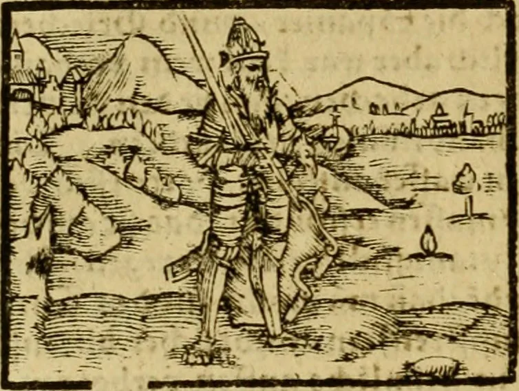 An illustration from Erste Theil der Hoffhaltung des Türckhischen Keysers vnd Othomañischen Reichs Beschreibung : darinn nicht allein der Türcken Empter ... sonder auch aller Türckischen Keysern Namen, Thaten, Krieg vnd Handel, so sie wider die Christen vnd Heyden haben verbracht, biss auff diss M.D.LXXVIII. Jar erstreckt vnd aussgeführet, auff das fleissigst verzeichnet vnd beschrieben : dessgleichen von der Türcken Aberglauben, Religion, Gottesdienst vnd Ceremonien ... : der ander Theil, wahrhaffte Beschreibung aller namhafften Geschichten, Thaten, Handlungen, Krieg ... so sich zwischen den Turcken vnd Christen vom Jar M.D.XX. biss auff das M.D.LXXVIII. Jar ... haben verloffen vnd zugetragen, 1578, leaf 423