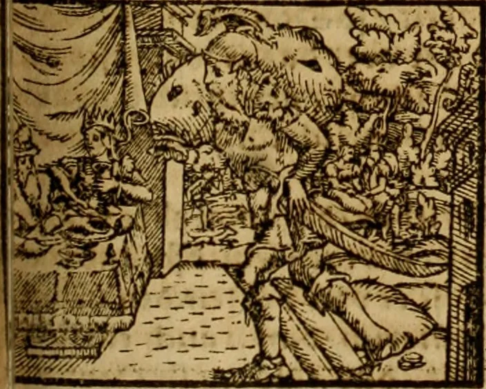An illustration from Erste Theil der Hoffhaltung des Türckhischen Keysers vnd Othomañischen Reichs Beschreibung : darinn nicht allein der Türcken Empter ... sonder auch aller Türckischen Keysern Namen, Thaten, Krieg vnd Handel, so sie wider die Christen vnd Heyden haben verbracht, biss auff diss M.D.LXXVIII. Jar erstreckt vnd aussgeführet, auff das fleissigst verzeichnet vnd beschrieben : dessgleichen von der Türcken Aberglauben, Religion, Gottesdienst vnd Ceremonien ... : der ander Theil, wahrhaffte Beschreibung aller namhafften Geschichten, Thaten, Handlungen, Krieg ... so sich zwischen den Turcken vnd Christen vom Jar M.D.XX. biss auff das M.D.LXXVIII. Jar ... haben verloffen vnd zugetragen, 1578, leaf 430