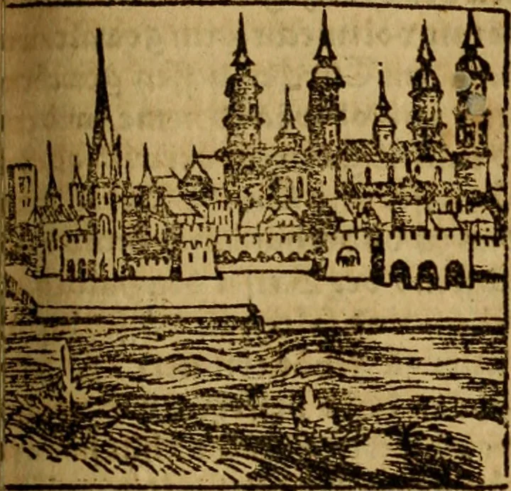 An illustration from Erste Theil der Hoffhaltung des Türckhischen Keysers vnd Othomañischen Reichs Beschreibung : darinn nicht allein der Türcken Empter ... sonder auch aller Türckischen Keysern Namen, Thaten, Krieg vnd Handel, so sie wider die Christen vnd Heyden haben verbracht, biss auff diss M.D.LXXVIII. Jar erstreckt vnd aussgeführet, auff das fleissigst verzeichnet vnd beschrieben : dessgleichen von der Türcken Aberglauben, Religion, Gottesdienst vnd Ceremonien ... : der ander Theil, wahrhaffte Beschreibung aller namhafften Geschichten, Thaten, Handlungen, Krieg ... so sich zwischen den Turcken vnd Christen vom Jar M.D.XX. biss auff das M.D.LXXVIII. Jar ... haben verloffen vnd zugetragen, 1578, leaf 444