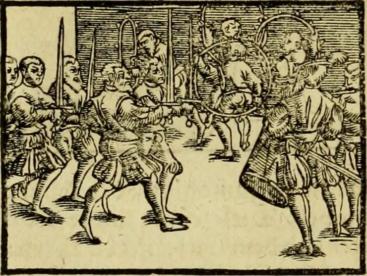An illustration from Erste Theil der Hoffhaltung des Türckhischen Keysers vnd Othomañischen Reichs Beschreibung : darinn nicht allein der Türcken Empter ... sonder auch aller Türckischen Keysern Namen, Thaten, Krieg vnd Handel, so sie wider die Christen vnd Heyden haben verbracht, biss auff diss M.D.LXXVIII. Jar erstreckt vnd aussgeführet, auff das fleissigst verzeichnet vnd beschrieben : dessgleichen von der Türcken Aberglauben, Religion, Gottesdienst vnd Ceremonien ... : der ander Theil, wahrhaffte Beschreibung aller namhafften Geschichten, Thaten, Handlungen, Krieg ... so sich zwischen den Turcken vnd Christen vom Jar M.D.XX. biss auff das M.D.LXXVIII. Jar ... haben verloffen vnd zugetragen, 1578, leaf 55