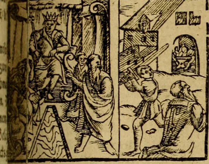 An illustration from Erste Theil der Hoffhaltung des Türckhischen Keysers vnd Othomañischen Reichs Beschreibung : darinn nicht allein der Türcken Empter ... sonder auch aller Türckischen Keysern Namen, Thaten, Krieg vnd Handel, so sie wider die Christen vnd Heyden haben verbracht, biss auff diss M.D.LXXVIII. Jar erstreckt vnd aussgeführet, auff das fleissigst verzeichnet vnd beschrieben : dessgleichen von der Türcken Aberglauben, Religion, Gottesdienst vnd Ceremonien ... : der ander Theil, wahrhaffte Beschreibung aller namhafften Geschichten, Thaten, Handlungen, Krieg ... so sich zwischen den Turcken vnd Christen vom Jar M.D.XX. biss auff das M.D.LXXVIII. Jar ... haben verloffen vnd zugetragen, 1578, leaf 598
