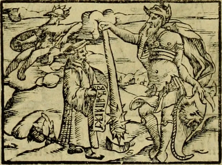 An illustration from Erste Theil der Hoffhaltung des Türckhischen Keysers vnd Othomañischen Reichs Beschreibung : darinn nicht allein der Türcken Empter ... sonder auch aller Türckischen Keysern Namen, Thaten, Krieg vnd Handel, so sie wider die Christen vnd Heyden haben verbracht, biss auff diss M.D.LXXVIII. Jar erstreckt vnd aussgeführet, auff das fleissigst verzeichnet vnd beschrieben : dessgleichen von der Türcken Aberglauben, Religion, Gottesdienst vnd Ceremonien ... : der ander Theil, wahrhaffte Beschreibung aller namhafften Geschichten, Thaten, Handlungen, Krieg ... so sich zwischen den Turcken vnd Christen vom Jar M.D.XX. biss auff das M.D.LXXVIII. Jar ... haben verloffen vnd zugetragen, 1578, leaf 75