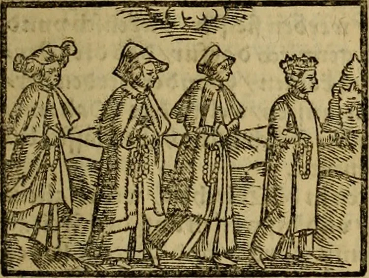 An illustration from Erste Theil der Hoffhaltung des Türckhischen Keysers vnd Othomañischen Reichs Beschreibung : darinn nicht allein der Türcken Empter ... sonder auch aller Türckischen Keysern Namen, Thaten, Krieg vnd Handel, so sie wider die Christen vnd Heyden haben verbracht, biss auff diss M.D.LXXVIII. Jar erstreckt vnd aussgeführet, auff das fleissigst verzeichnet vnd beschrieben : dessgleichen von der Türcken Aberglauben, Religion, Gottesdienst vnd Ceremonien ... : der ander Theil, wahrhaffte Beschreibung aller namhafften Geschichten, Thaten, Handlungen, Krieg ... so sich zwischen den Turcken vnd Christen vom Jar M.D.XX. biss auff das M.D.LXXVIII. Jar ... haben verloffen vnd zugetragen, 1578, leaf 84