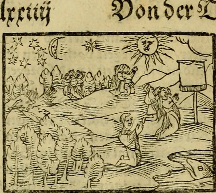 An illustration from Erste Theil der Hoffhaltung des Türckhischen Keysers vnd Othomañischen Reichs Beschreibung : darinn nicht allein der Türcken Empter ... sonder auch aller Türckischen Keysern Namen, Thaten, Krieg vnd Handel, so sie wider die Christen vnd Heyden haben verbracht, biss auff diss M.D.LXXVIII. Jar erstreckt vnd aussgeführet, auff das fleissigst verzeichnet vnd beschrieben : dessgleichen von der Türcken Aberglauben, Religion, Gottesdienst vnd Ceremonien ... : der ander Theil, wahrhaffte Beschreibung aller namhafften Geschichten, Thaten, Handlungen, Krieg ... so sich zwischen den Turcken vnd Christen vom Jar M.D.XX. biss auff das M.D.LXXVIII. Jar ... haben verloffen vnd zugetragen, 1578, leaf 85