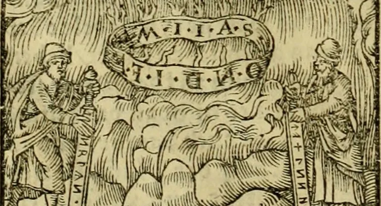 An illustration from Erste Theil der Hoffhaltung des Türckhischen Keysers vnd Othomañischen Reichs Beschreibung : darinn nicht allein der Türcken Empter ... sonder auch aller Türckischen Keysern Namen, Thaten, Krieg vnd Handel, so sie wider die Christen vnd Heyden haben verbracht, biss auff diss M.D.LXXVIII. Jar erstreckt vnd aussgeführet, auff das fleissigst verzeichnet vnd beschrieben : dessgleichen von der Türcken Aberglauben, Religion, Gottesdienst vnd Ceremonien ... : der ander Theil, wahrhaffte Beschreibung aller namhafften Geschichten, Thaten, Handlungen, Krieg ... so sich zwischen den Turcken vnd Christen vom Jar M.D.XX. biss auff das M.D.LXXVIII. Jar ... haben verloffen vnd zugetragen, 1578, leaf 95