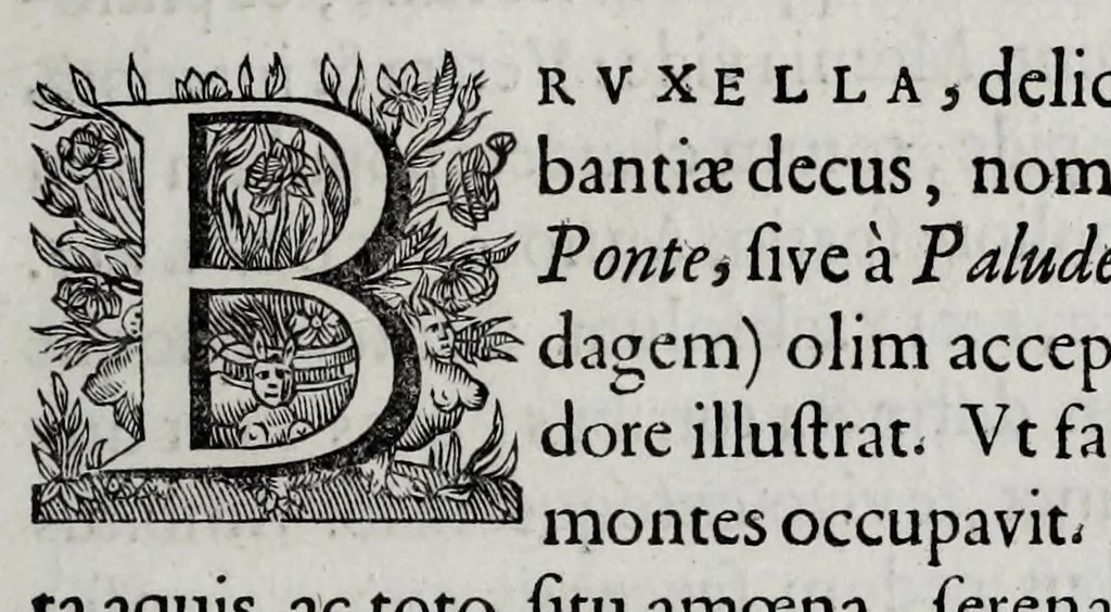 An illustration from ErycI Puteani BamelrodI Bruxella, incomparabili exemplo septenaria, Gripho Palladio descripta : luminibus historicis, politicis, miscellaneis distincta & explicata : plenum item urbis elogium, velut loquens imago, 1646, leaf 185