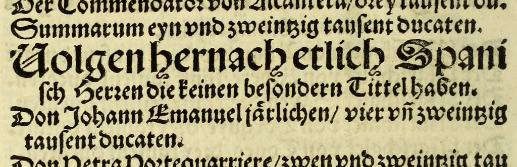 An illustration from Erzelung der Künigreych in Hispanien auch der selben järlich nutzung und einkom[m]ens mit sampt de[n] herschafften dem selben Künigreych zügehörig. : Mer ein alte Prophecey Kay. Carl betreffend, 1532, leaf 16