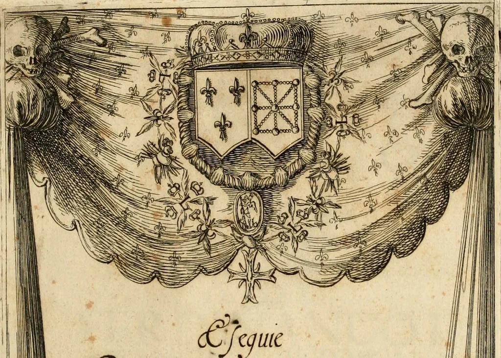 An illustration from Esequie della Maestà Christianiss. di Luigi XIII il Giusto rè di Francia e di Nauarra. Celebrate in Firenze dall'Altezza Serenis. di Ferdinando II gran duca di Toscana, 1644, leaf 4