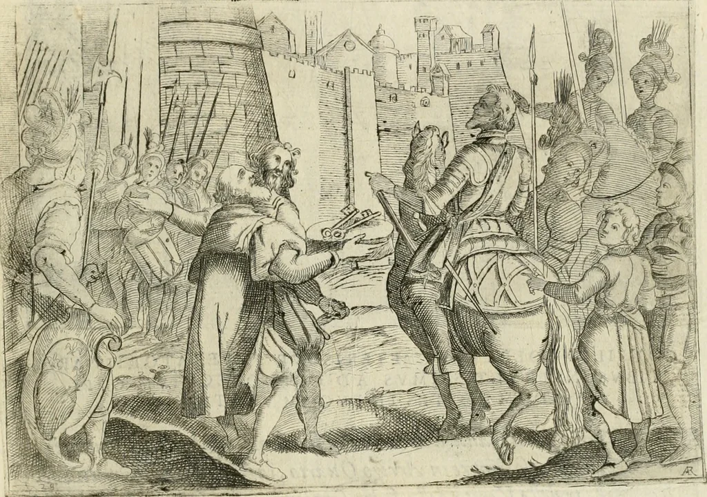 An illustration from Eseqvie d'Arrigo qvarto cristianissimo re di Francia, e di Navarra : celebrate in Firenze dal serenissimo don Cosimo II granduca di Toscana, 1610, leaf 34