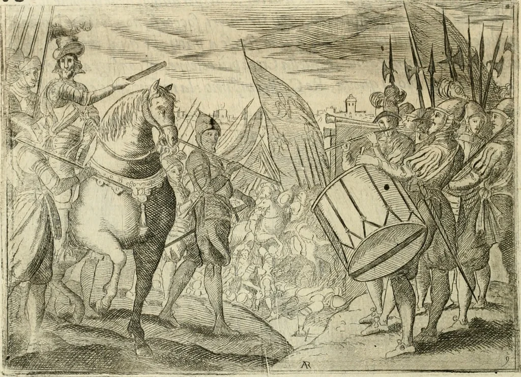 An illustration from Eseqvie d'Arrigo qvarto cristianissimo re di Francia, e di Navarra : celebrate in Firenze dal serenissimo don Cosimo II granduca di Toscana, 1610, leaf 35