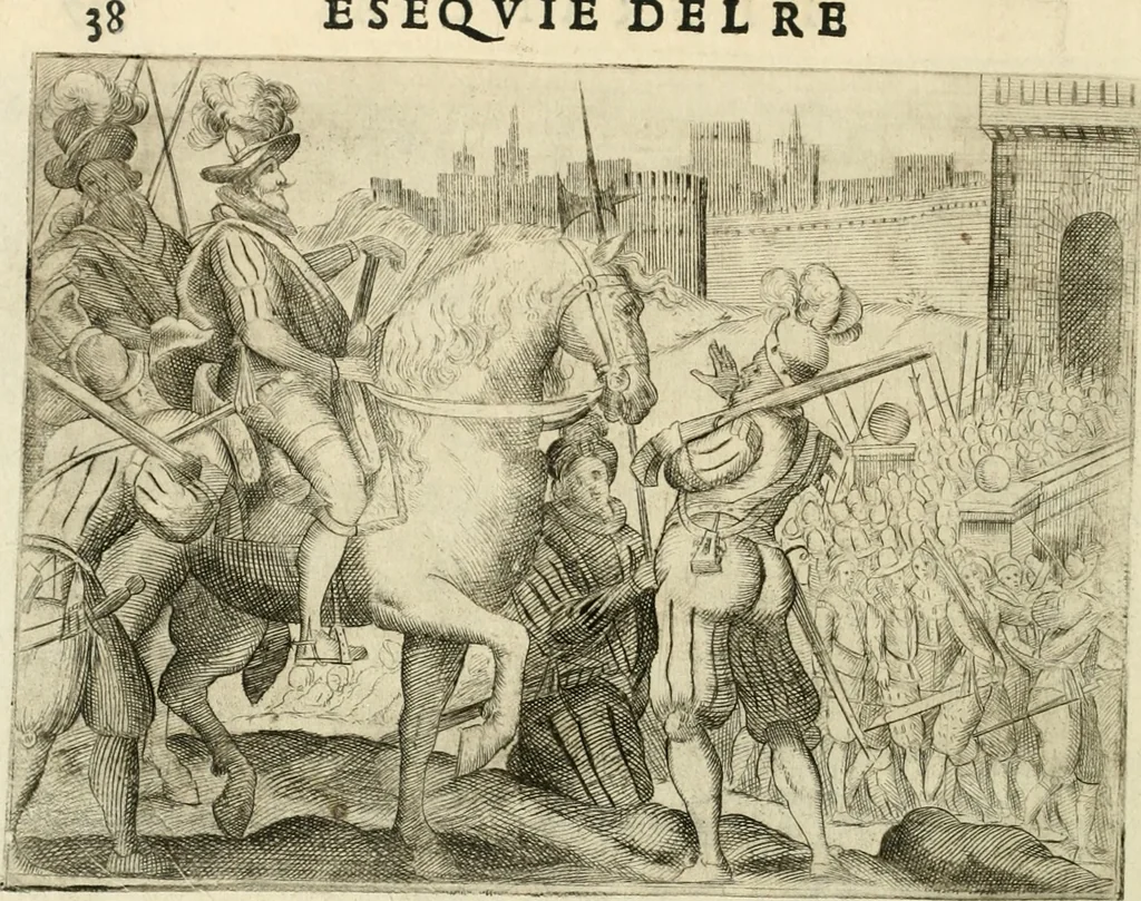 An illustration from Eseqvie d'Arrigo qvarto cristianissimo re di Francia, e di Navarra : celebrate in Firenze dal serenissimo don Cosimo II granduca di Toscana, 1610, leaf 45