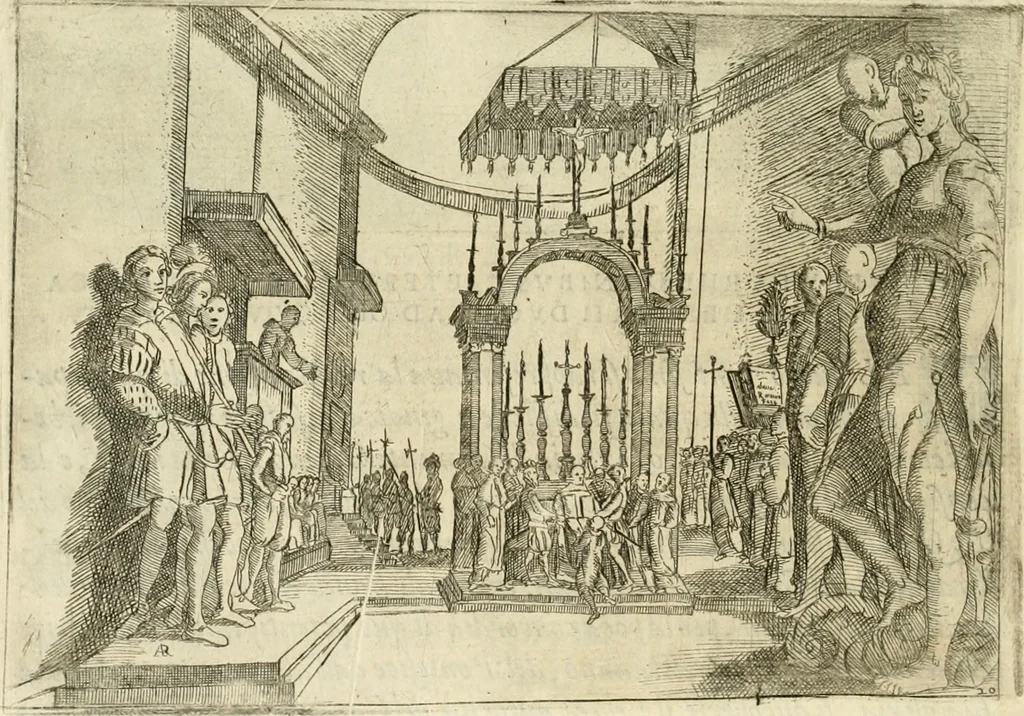 An illustration from Eseqvie d'Arrigo qvarto cristianissimo re di Francia, e di Navarra : celebrate in Firenze dal serenissimo don Cosimo II granduca di Toscana, 1610, leaf 47