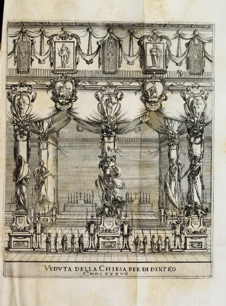 An illustration from Eseqvie della maestà cesarea dell'imperadore Ferdinando II : celebrate dall'altezza sereniss. di Ferdinando II, gran duca di Toscana, nell'insigne collegiata di San Lorenzo, il dì 2. d'aprile 1637, 1638, leaf 79