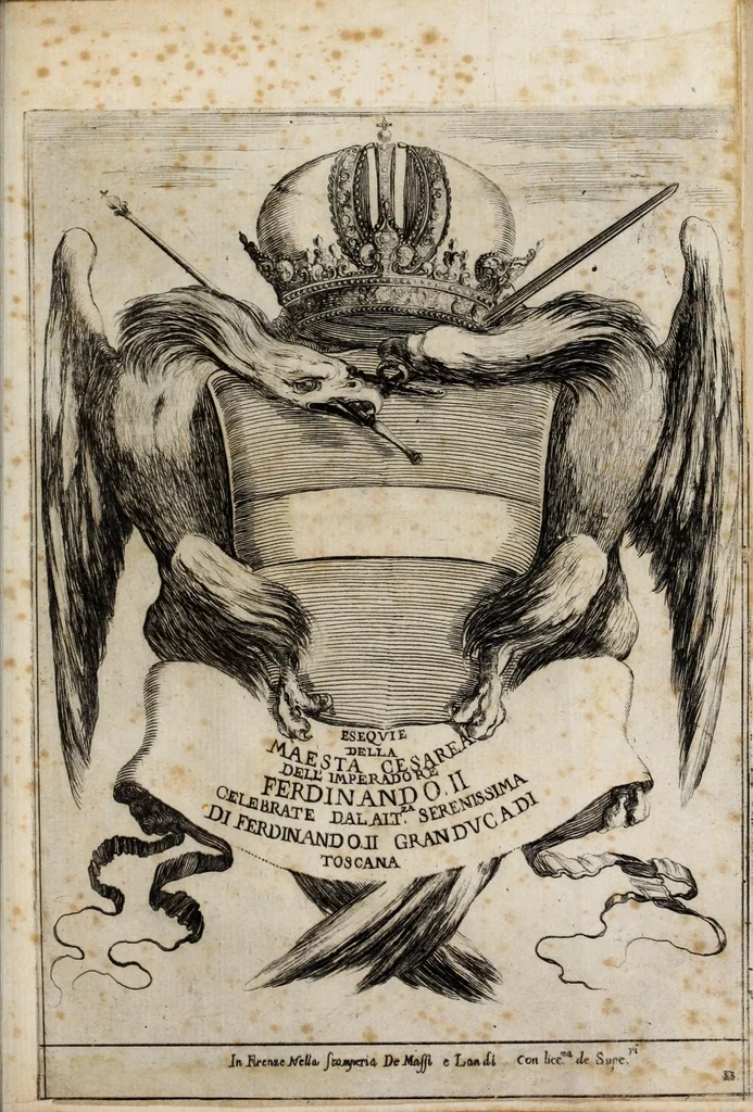 An illustration from Eseqvie della maestà cesarea dell'imperadore Ferdinando II : celebrate dall'altezza sereniss. di Ferdinando II, gran duca di Toscana, nell'insigne collegiata di San Lorenzo, il dì 2. d'aprile 1637, 1638, leaf 9