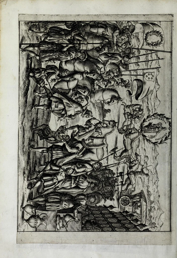 An illustration from Eseqvie fatte in Venetia dalla natione fiorentina al serenissimo d. Cosimo II qvarto gran dvca di Toscana il dì 25 di maggio j62j, 1621, leaf 28