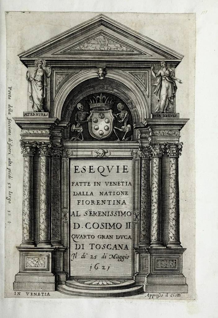 An illustration from Eseqvie fatte in Venetia dalla natione fiorentina al serenissimo d. Cosimo II qvarto gran dvca di Toscana il dì 25 di maggio j62j, 1621, leaf 5