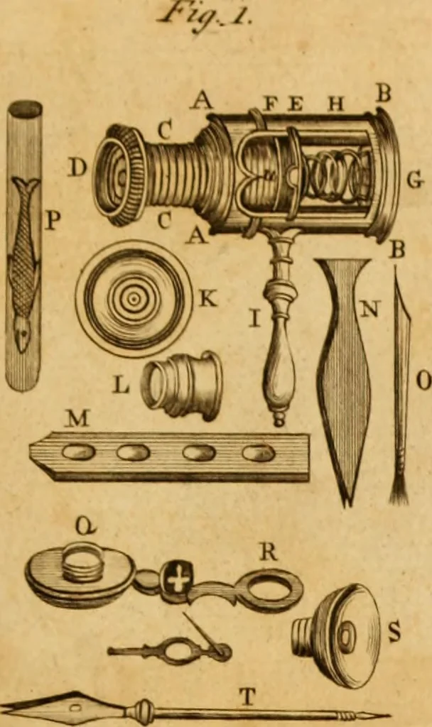 An illustration from Essays on the microscope : containing a practical description of the most improved microscopes : a general history of insects : illustrated with thirty-two folio plates (2nd ed. / with considerable additions and improvements by Frederick Kanmacher), 1798, leaf 760