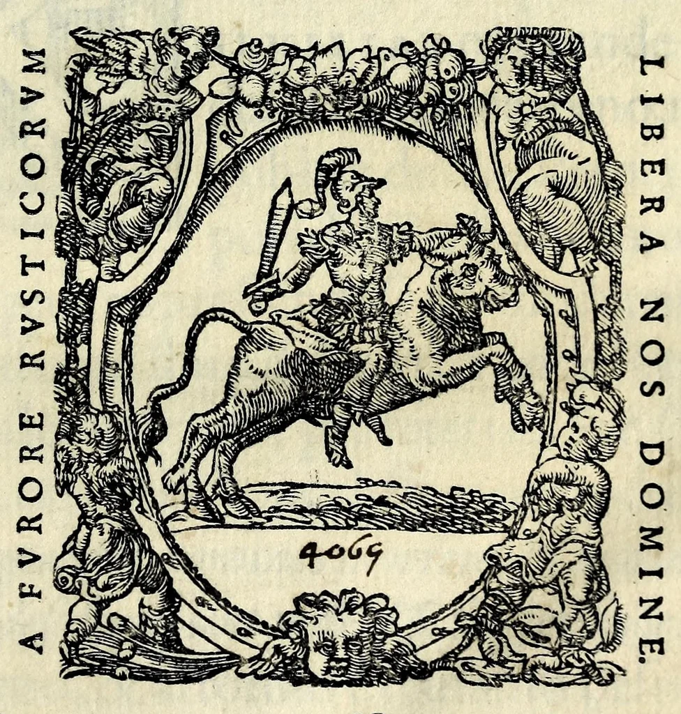 An illustration from Espositione dell'XI. et XII. cap. del IIII. lib. d'Esdra : sopra gli accidenti passati, presenti, & futuri della reuolutione del grande & tremendo imperio dell'aquila, quarta, & ultima monarchia nel mondo, 1571, leaf 5
