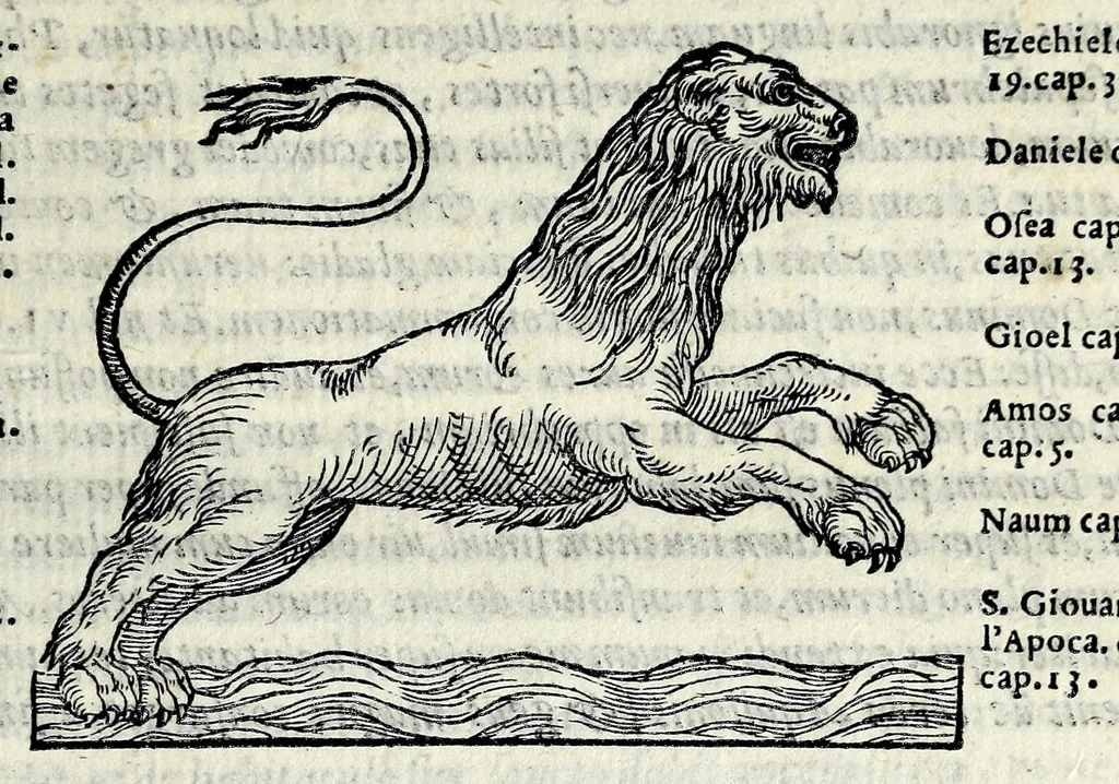 An illustration from Espositione dell'XI. et XII. cap. del IIII. lib. d'Esdra : sopra gli accidenti passati, presenti, & futuri della reuolutione del grande & tremendo imperio dell'aquila, quarta, & ultima monarchia nel mondo, 1571, leaf 99