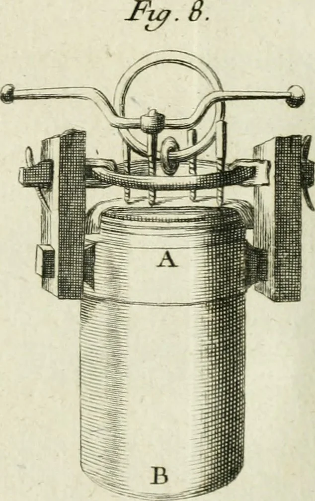 An illustration from Essai de physique, par Mr. Pierre van Musschenbroek ... avec une description de nouvelles sortes de machines pneumatiques, et un recueil d'expériences par Mr. J. v[an] M[usschenbroek] Traduit du hollandois par Mr. Pierre Massuet .., 1751, leaf 480