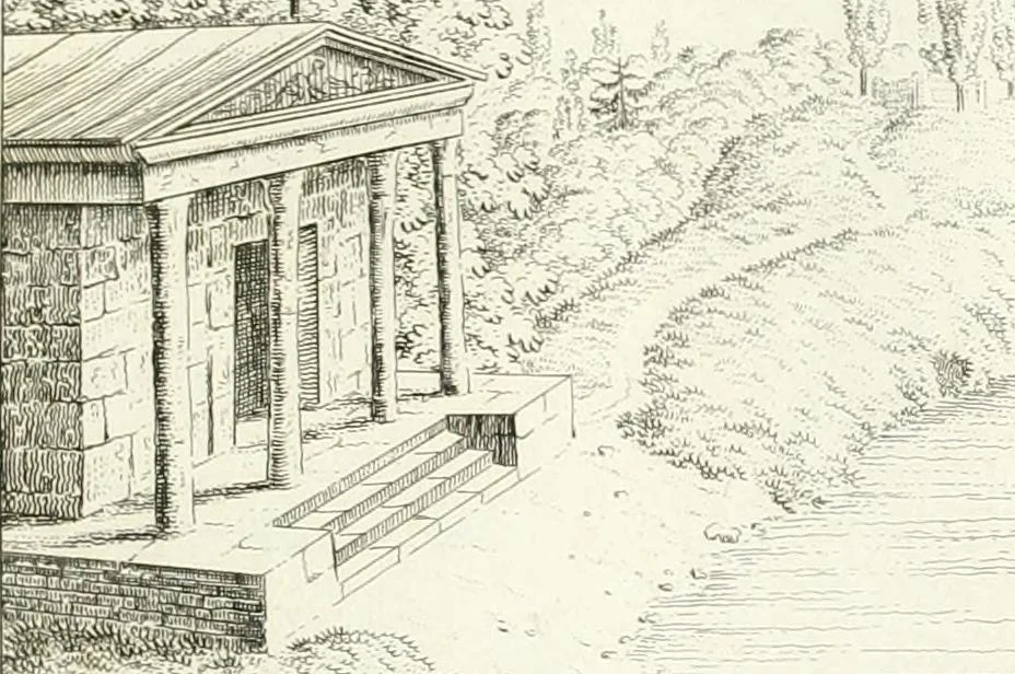 An illustration from Essai sur la composition et l'ornement des jardins : ou, Recueil de plans de jardins de ville et de campagne, de fabriques propres à leur décoration, et de machines pour élever les eaux ; ouvrage faisant suite à l'Almanach du bon jardinier, 1823, leaf 131